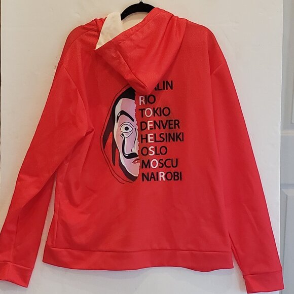 Money Heist La Casa De Papel Red Zippered Hoodie Jacket - Picture 6 of 7